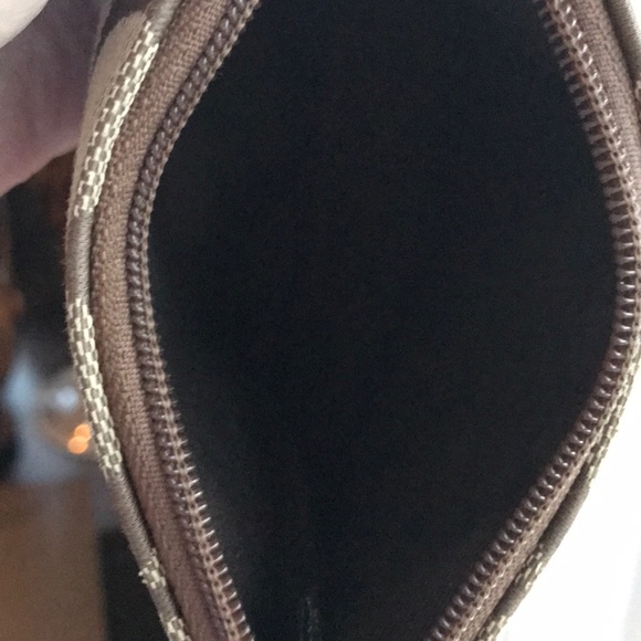 Coach Logo Tan Canvas & Leather Wristlet - Picture 7 of 8